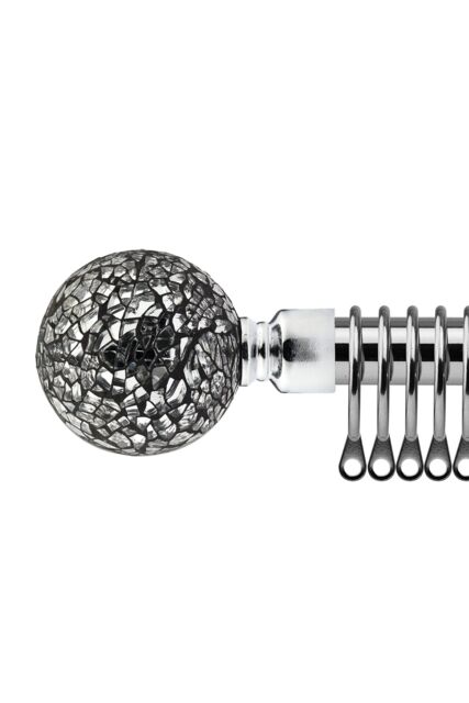 New Edge Blinds 16-19mm Mirrored Extendable Durable Metal Curtain Pole Set in Metallic Silver - Size: 120 cm - 210 cm - image 1
