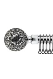 New Edge Blinds 16-19mm Mirrored Extendable Durable Metal Curtain Pole Set in Metallic Silver - Size: 120 cm - 210 cm