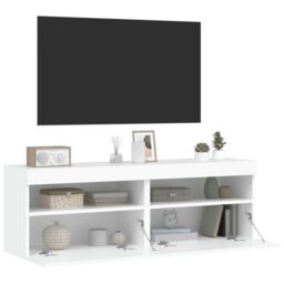 Berkfield Home TV Wall Cabinets with LED Lights 2 pcs White 60x30x40 cm - Size: 60 x 30 x 40 cm - thumbnail 7