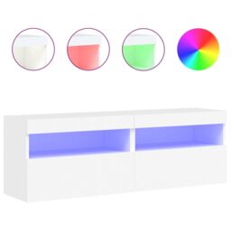 Berkfield Home TV Wall Cabinets with LED Lights 2 pcs White 60x30x40 cm - Size: 60 x 30 x 40 cm - thumbnail 2
