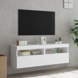Berkfield Home TV Wall Cabinets with LED Lights 2 pcs White 60x30x40 cm - Size: 60 x 30 x 40 cm - thumbnail 5