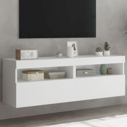 Berkfield Home TV Wall Cabinets with LED Lights 2 pcs White 60x30x40 cm - Size: 60 x 30 x 40 cm - thumbnail 1
