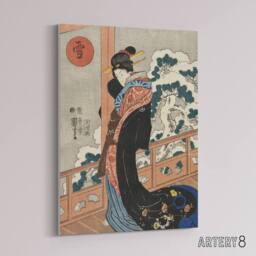 "Artery8 Beauty on Veranda Vintage Japan Ukiyo E Kuniyoshi Canvas Wall Art - Size: W18"" x H24""" - thumbnail 2