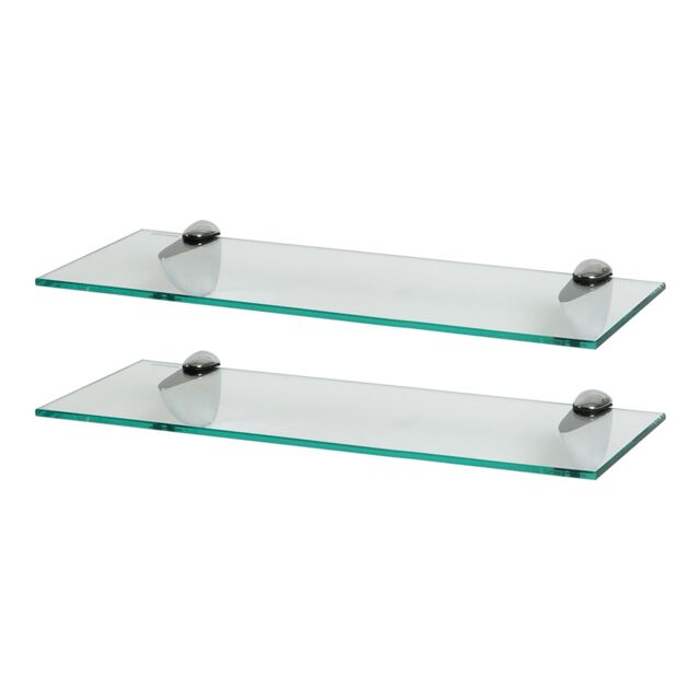 Harbour Housewares 2x Floating Glass Shelves - 50cm - Bathroom Shower Storage Display in Silver - image 1