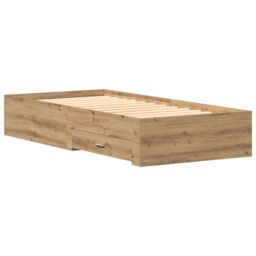 Berkfield Home Bed Frame Artisan Oak 90x200 cm Engineered Wood in Brown - thumbnail 8