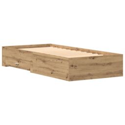 Berkfield Home Bed Frame Artisan Oak 90x200 cm Engineered Wood in Brown - thumbnail 2