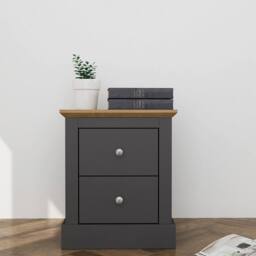Lemon Pavilion Furniture Devon Bedside Cabinet - Particle Board - L39.5xW45.9xH55.2 cm in Charcoal - thumbnail 2