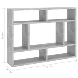 Berkfield Home Wall Shelf Concrete Grey 75x16x55 cm Engineered Wood - Size: 75 x 16 x 55 cm - thumbnail 6