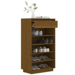 Berkfield Home Shoe Cabinet Honey Brown 60x34x105 cm Solid Wood Pine - Size: 60 x 34 x 105 cm - thumbnail 4