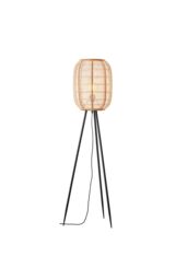 Netlighting Zaire Complete Floor Lamp Natural Linen Natural Bamboo Matt Black in Brown