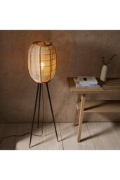 Netlighting Zaire Complete Floor Lamp Natural Linen Natural Bamboo Matt Black in Brown - thumbnail 5