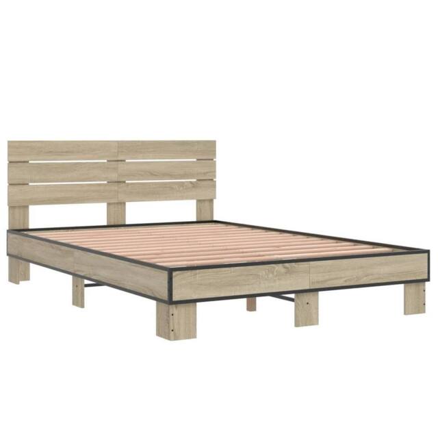 Berkfield Home Durable Bed Frame without Mattress Sonoma Oak 140x200 cm in Light Brown - image 1