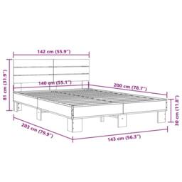 Berkfield Home Durable Bed Frame without Mattress Sonoma Oak 140x200 cm in Light Brown - thumbnail 9