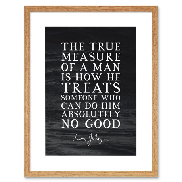 "Artery8 Wall Art Print Slate Quote Samuel Johnson True Measure Artwork Framed 9X7 Inch in Beige - Size: W7"" x H9""" - image 1