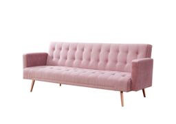 Home Detail Windsor Velvet Sofa Bed With Tufted Detail & Rose Gold Legs in Pink - thumbnail 2