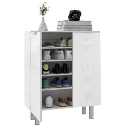 HOMCOM Shoe Storage Cabinet with Soft-Close Hinges & Adjust Shelves, High Gloss in White - thumbnail 2