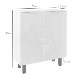 HOMCOM Shoe Storage Cabinet with Soft-Close Hinges & Adjust Shelves, High Gloss in White - thumbnail 3