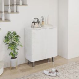 HOMCOM Shoe Storage Cabinet with Soft-Close Hinges & Adjust Shelves, High Gloss in White