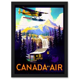 Artery8 Travel Tourism Transport Canada Air Sea Plane Forest Mountain River Artwork Framed Wall Art Print A4 in Black - thumbnail 1