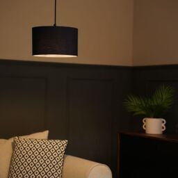 ValueLights Reni Pair of Fabric Easy Fit Drum Ceiling Lamp Shade in Navy - Size: Small - thumbnail 3