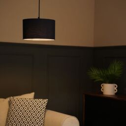 ValueLights Reni Pair of Fabric Easy Fit Drum Ceiling Lamp Shade in Navy - Size: Small - thumbnail 4