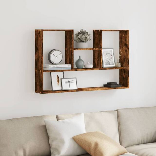 Berkfield Home Wall Shelf Smoked Oak 99x15x60 cm Engineered Wood in Brown - Size: 99 x 15 x 60 cm - image 1