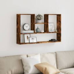 Berkfield Home Wall Shelf Smoked Oak 99x15x60 cm Engineered Wood in Brown - Size: 99 x 15 x 60 cm - thumbnail 1