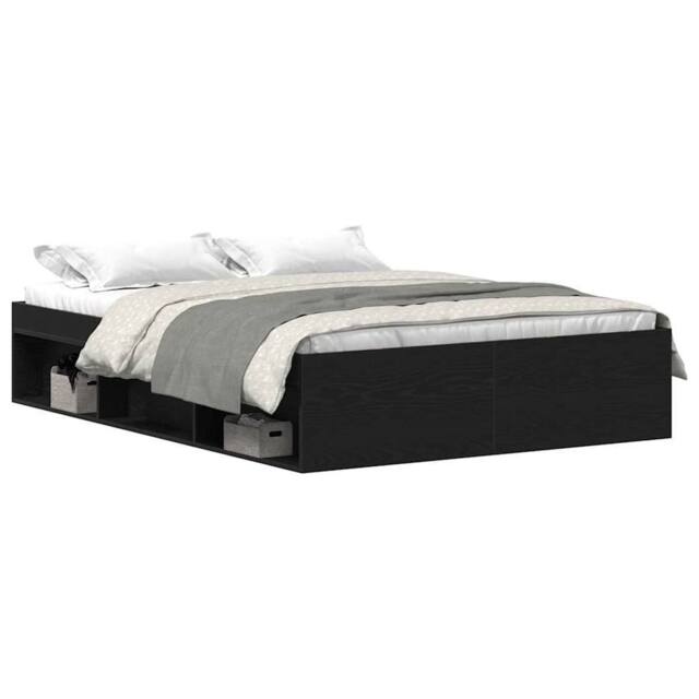 Berkfield Home Bed Frame without Mattress Black Oak 120x190 cm Engineered Wood - image 1