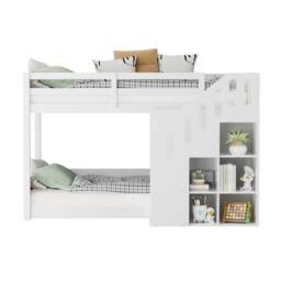 BTM White 3ft Kids Bunk Bed with Stairs & Storage - 2 Single Beds - thumbnail 7