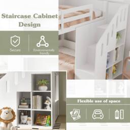 BTM White 3ft Kids Bunk Bed with Stairs & Storage - 2 Single Beds - thumbnail 5