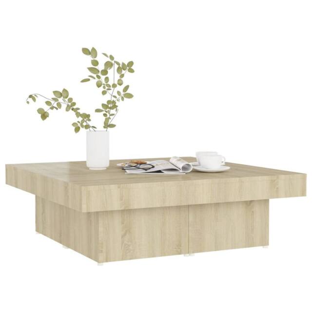 Berkfield Home Decorative Coffee Table Sonoma Oak 90x90x28 cm Engineered Wood in Light Tan - Size: 90 x 90 x 28 cm - image 1