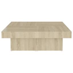 Berkfield Home Decorative Coffee Table Sonoma Oak 90x90x28 cm Engineered Wood in Light Tan - Size: 90 x 90 x 28 cm - thumbnail 5