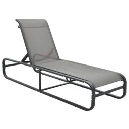 Berkfield Home Sun Lounger Aluminium & Textilene in Grey - thumbnail 1