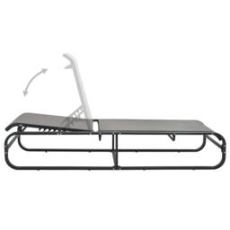 Berkfield Home Sun Lounger Aluminium & Textilene in Grey - thumbnail 3