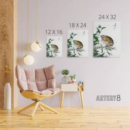 "Artery8 Greenshank & Bupleurum Japanese Canvas Wall Art Print Kashu - Size: W18"" x H24""" - thumbnail 4