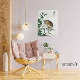 "Artery8 Greenshank & Bupleurum Japanese Canvas Wall Art Print Kashu - Size: W18"" x H24""" - thumbnail 3