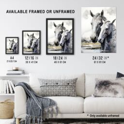 "Artery8 Wall Art Print The Kelpies Reimagined Watercolour Artwork Myth Legend Scotland Celtic Art Framed in Black - Size: W12"" x H16""" - thumbnail 3