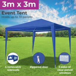 Neo 3Mx3M Light Weight Gazebo Waterproof Party Tent Marquee & Side Walls in Blue - thumbnail 3