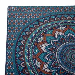 KDMD Double Cotton Bedspread & Wall Hanging - Turquoise Mandala Art - thumbnail 2