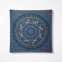 KDMD Double Cotton Bedspread & Wall Hanging - Turquoise Mandala Art - thumbnail 4