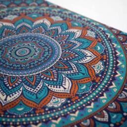 KDMD Double Cotton Bedspread & Wall Hanging - Turquoise Mandala Art - thumbnail 3