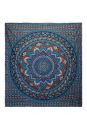 KDMD Double Cotton Bedspread & Wall Hanging - Turquoise Mandala Art - thumbnail 1
