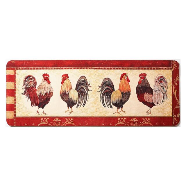 mysmartbuy Rooster Anti Fatigue Kitchen Mat - Non Slip Memory Foam Cockerel Design Runner, Reduce Back, Hip, Leg & Foot Pain - W120 x D45cm - image 1