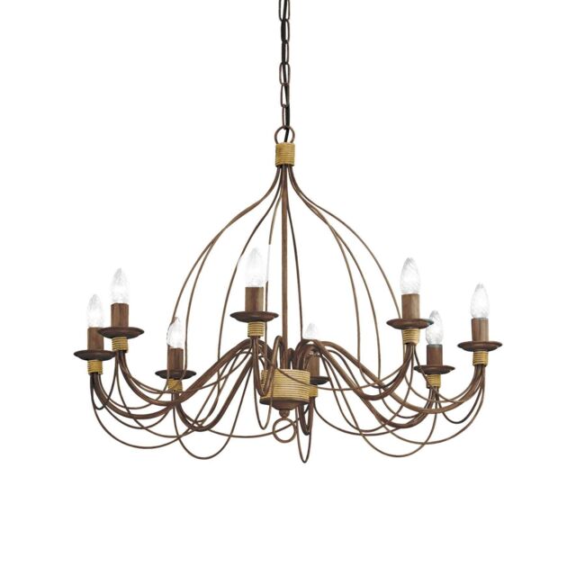 Netlighting Corte 8 Light Chandelier Rust Brown Finish E14 - image 1