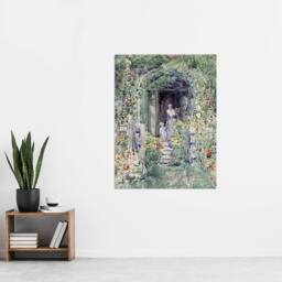"Artery8 The Garden In Its Glory Floral Painting Hassam Wall Art Poster Print in Green - Size: W24"" x H32""" - thumbnail 4