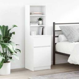 Berkfield Home Durable Bedside Cabinet White 39x35x125 cm Engineered Wood - Size: 39 x 35 x 125 cm - thumbnail 2