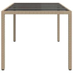 Berkfield Home Garden Dining Table Beige 190x90x75 cm Poly Rattan - Size: 190 x 90 x 75 cm - thumbnail 4