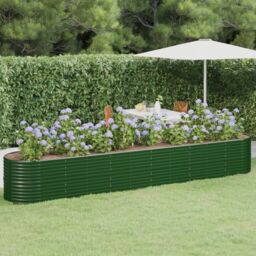 Berkfield Home Garden Raised Bed Powder-coated Steel 440x80x68 cm Green - Size: 440 x 80 x 68 cm - thumbnail 1