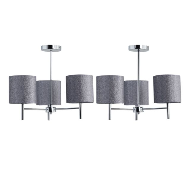 First Choice Lighting Set of 2 Brea - Chrome Light Fittings with Silvery Grey Glitter Shades in Silver - image 1