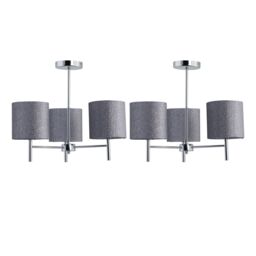 First Choice Lighting Set of 2 Brea - Chrome Light Fittings with Silvery Grey Glitter Shades in Silver - thumbnail 1
